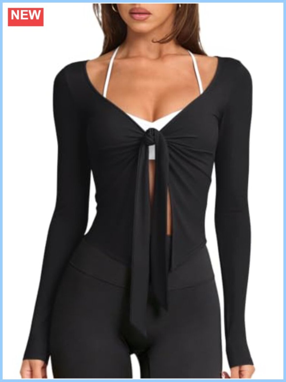Womens Tie Front Long Sleeve Cropped Shrug Cardigan Yoga Pilates Wrap Top